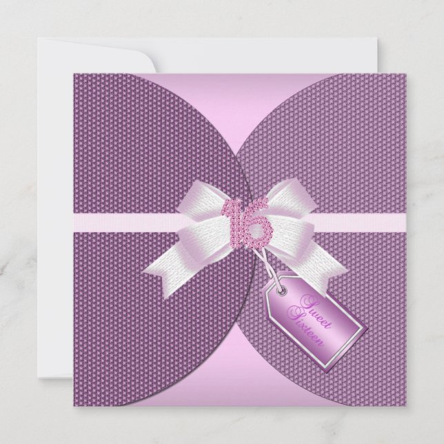 Sweet sixteen rose Rose Invitation avec boule de d (Devant)