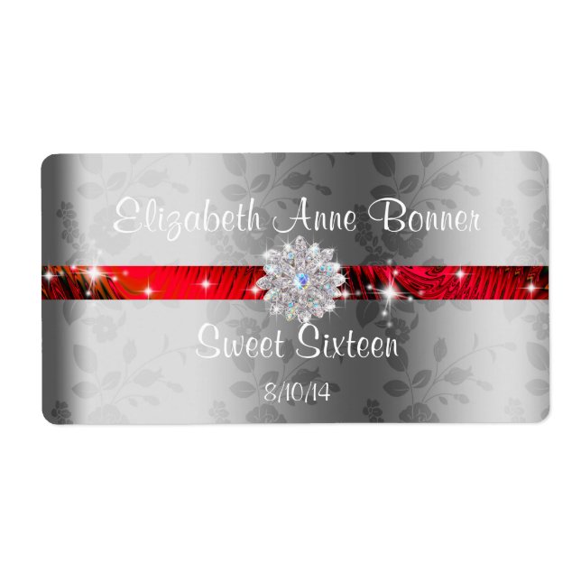 Sweet sixteen rouge avec étincelle, personnalisée (Devant)