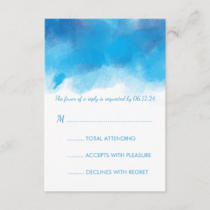 Sweet Sixteen RSVP Summer Blue Watercolor Card