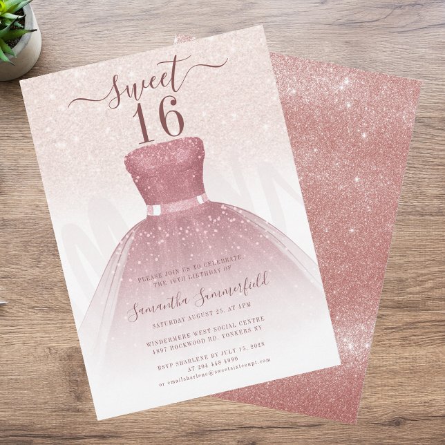 Sweet Sixteen Script 16th Birthday Party Invitation (Sweet Sixteen Script 16th Birthday Party Invitation)