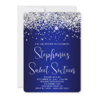 Sweet Sixteen Silver Glitter Royal Blue Navy Ombre