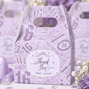 Sweet Sixteen Sparkle Word Cloud Violet ID1333 Favor Box
