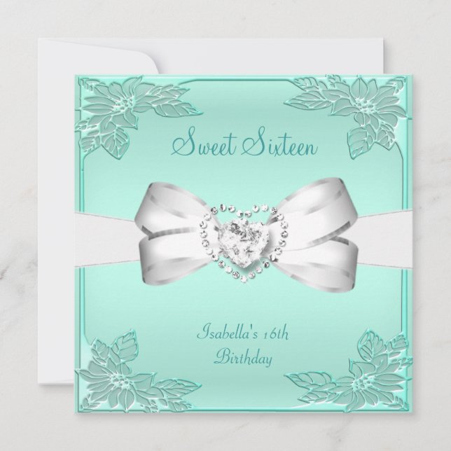 Sweet Sixteen Sweet 16 Birthday Party Mint Green Invitation (Front)