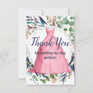 Sweet Sixteen Thank You Card – Pink Formal Dress
