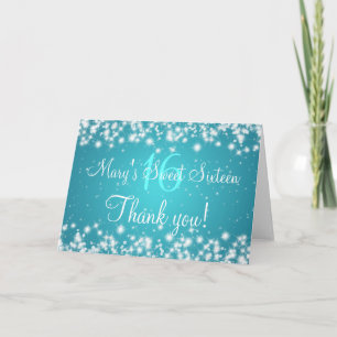 Sweet Sixteen Thank You Winter Sparkle Blue Card
