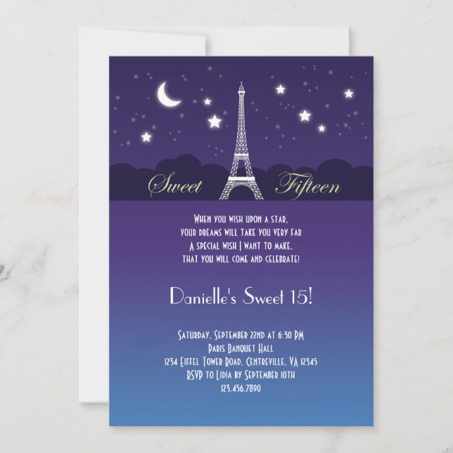 Sweet sixteen Tour Eiffel Invitation (Devant)