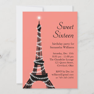 Sweet sixteen Tour Eiffel Invitation au corail