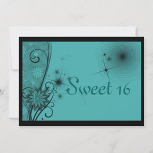 Sweet Sixteen Turquoise and Black Invitation