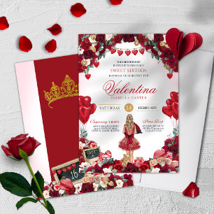 Sweet Sixteen Valentine 16th Birthday Party Invitation