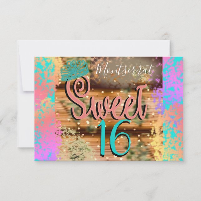 Sweet Sixteen Vintage Boho Turquoise Gold Rustic Invitation (Front)