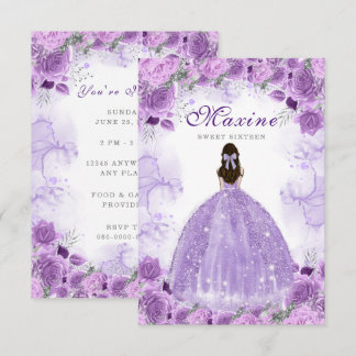 Sweet sixteen violet carte d'invitation d'annivers