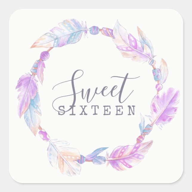 Sweet Sixteen watercolor art stickers (Front)