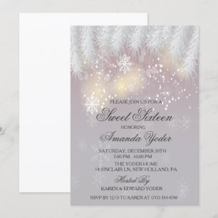 Sweet Sixteen Winter Snowflake Invitation
