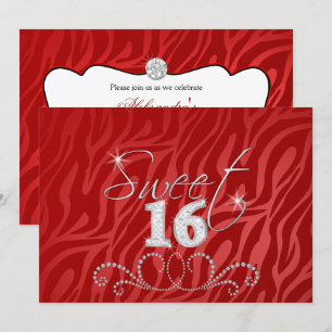 Sweet Sixteen With Bling Birthday Party Invitation
