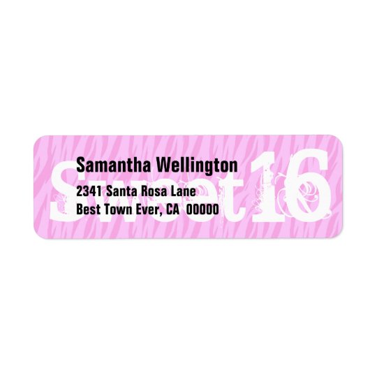 Sweet Sixteen Zebra Birthday Paper Product Return Address Label