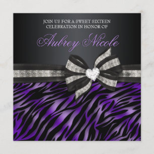 Sweet sixteen Zébrée Chic Invitation À Bow Bijoux