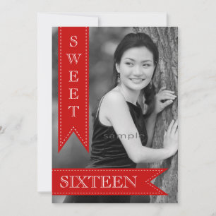 Sweet Sixteentbh Birthday Red Ribbons Invitation