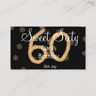 Sweet Sixty add name date birthday yellow polka do Business Card