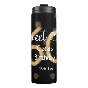 Sweet Sixty add name date birthday yellow polka do Thermal Tumbler