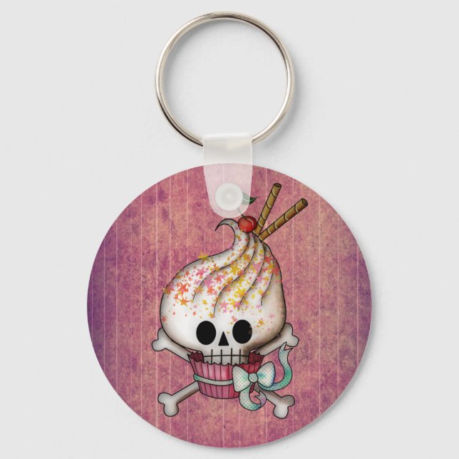Sweet Skull Cupcake Keychain (Front)
