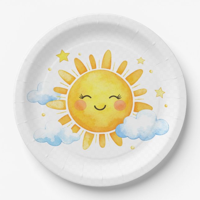 Sweet Sky Baby Shower Paper Plate (Front)