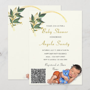 Sweet Sleeping Baby QR Code Douche Invitation