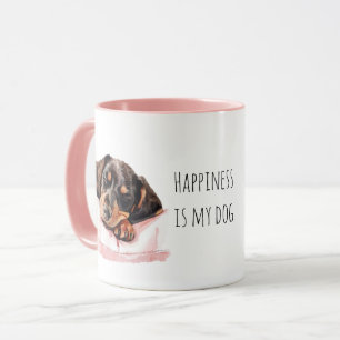 Sweet Sleeping Black Cream Puppy Dog Mug