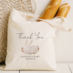 Sweet Sleeping Bunny Calligraphy Baby Shower Tote Bag