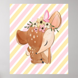 Sweet Sleeping Deer Nursery Poster