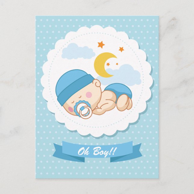Sweet Sleeping Infant Boy Baby Shower Invitation (Front)