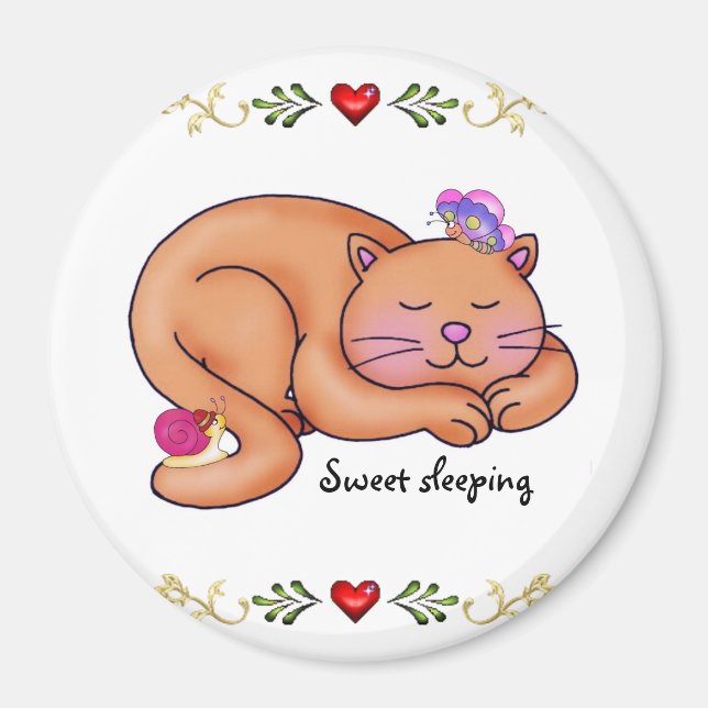 Sweet Sleeping Kitty Magnet (Front)