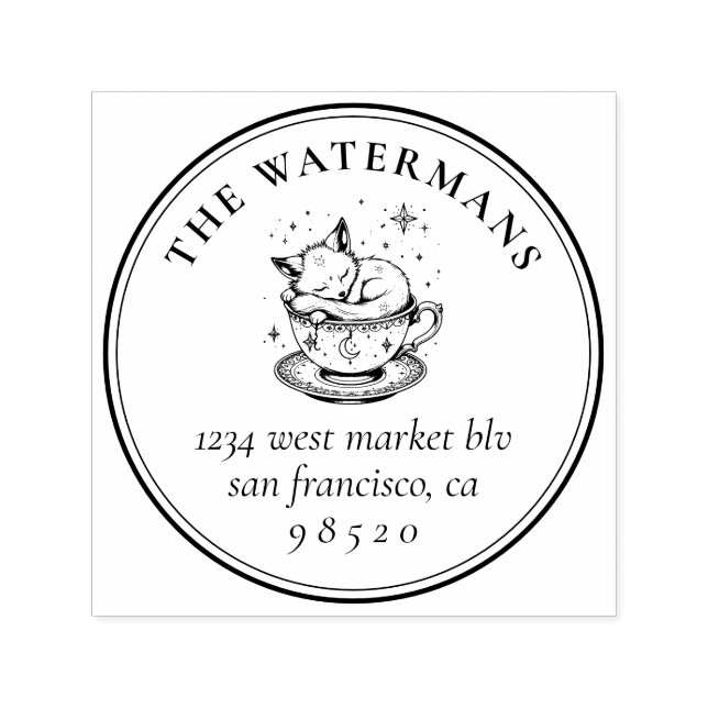 Sweet Sleeping Magical Baby Fox Name & Address Self-inking Stamp (Design)