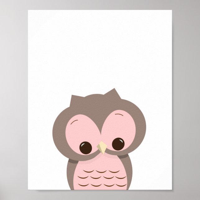 Sweet Sleepy Owl in Pink Nursery Wall Decor (Front)