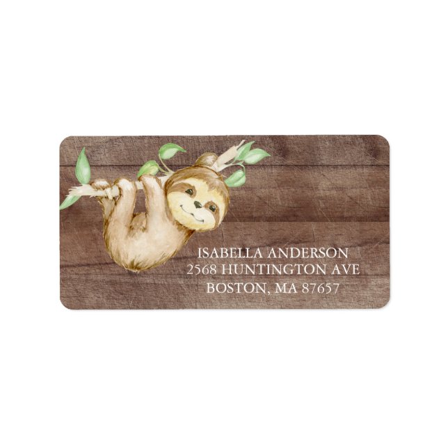 Sweet Sloth Baby Shower Address Label (Front)