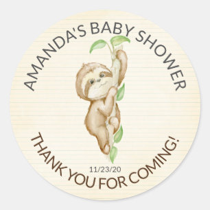 Sweet Sloth Baby Shower Favor Sticker