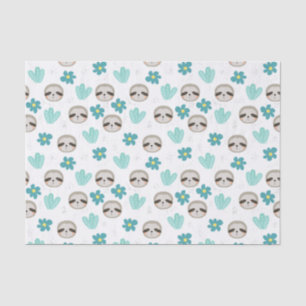 Sweet Sloth Floral Pattern Tissue Paper