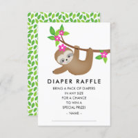 Sweet Sloth Girls Baby Shower Diaper Raffle