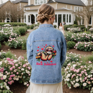 Sweet Sloth Moments: Valentine's Day Slow Romance Denim Jacket