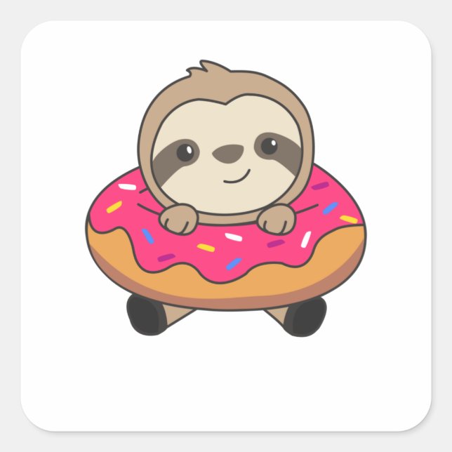 Sweet Sloth Sloth Loaf Doughnut Sprinkles Pink Square Sticker (Front)