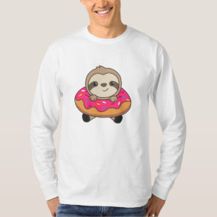 Sweet Sloth Sloth Loaf Doughnut Sprinkles Pink T-Shirt