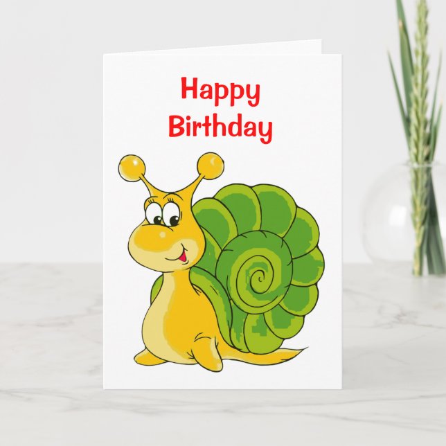 Sweet Smiling Snail Birthday Card (Front)