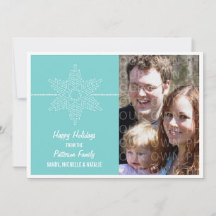 Sweet Snowflake Holiday Flat Card, Aqua Card