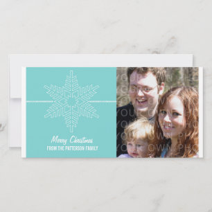 Sweet Snowflake Holiday Photo Card, Aqua Card