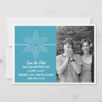 Sweet Snowflake Save the Date Invite, Blue