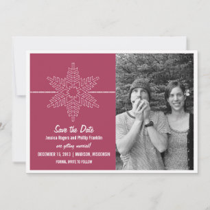 Sweet Snowflake Save the Date Invite, Fuchsia Invitation