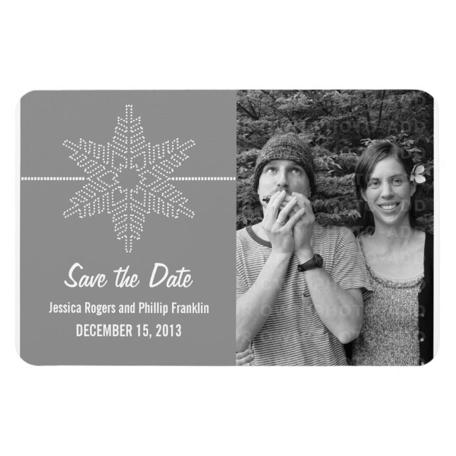 Sweet Snowflake Save the Date Magnet, Gray Magnet (Horizontal)
