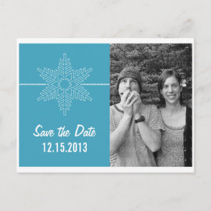 Sweet Snowflake Save the Date Postcard, Blue Announcement Postcard
