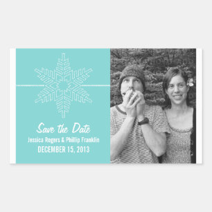 Sweet Snowflake Save the Date Stickers, Aqua Sticker