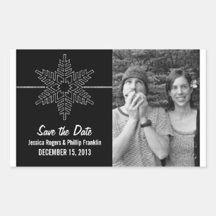 Sweet Snowflake Save the Date Stickers, Black Sticker