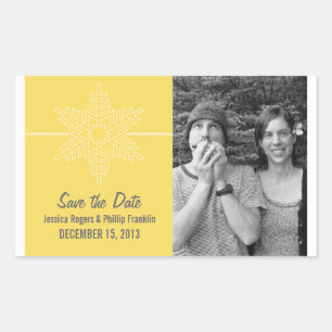 Sweet Snowflake Save the Date Stickers, Yellow Sticker